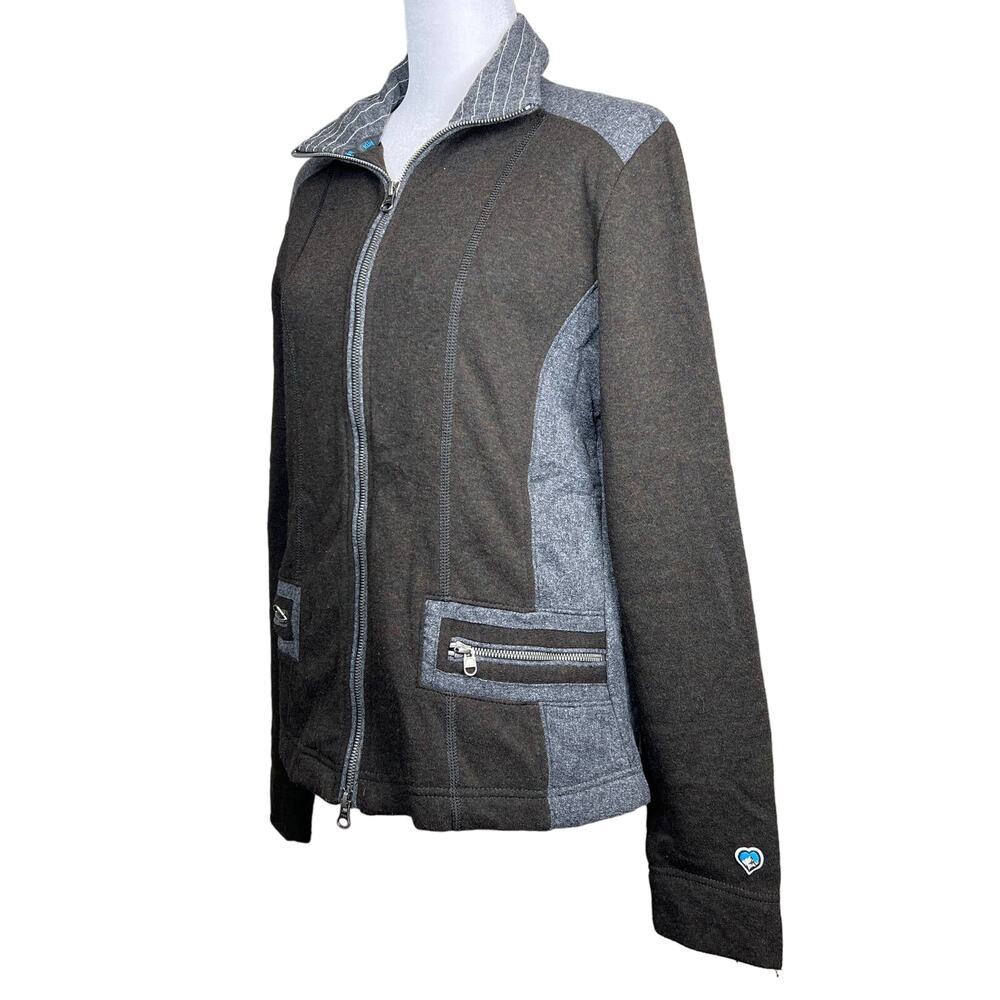 Kuhl Womens Kashmira Fleece Jacket Brown Gray Color Block Full Zip Pockets M
